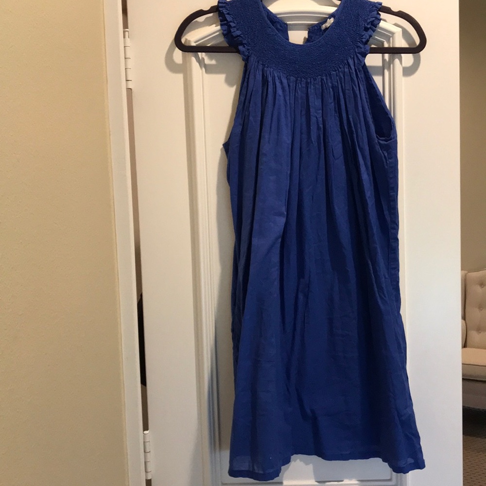 J Crew Royal Blue smocked top dress Small